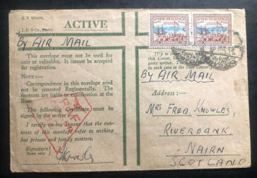 1942 New Zealand On Active Service Raf Censored Cover To Riverbank Scotland