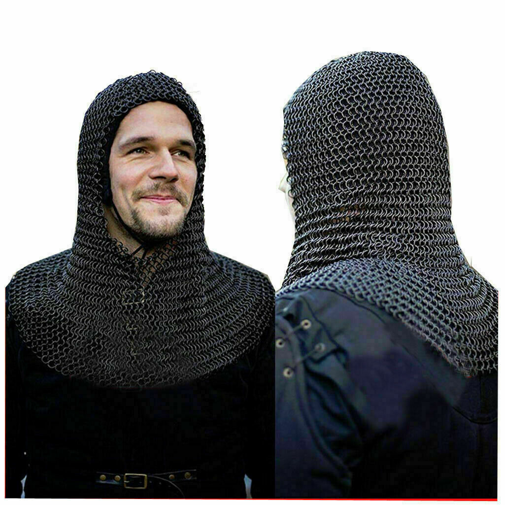 Chainmail Coif Knight Armor Mild Steel Hood Medieval Chain Mail Hoodie For Larp
