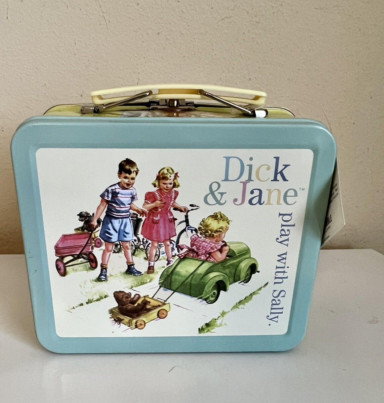 Dick And Jane Lunch Box Thermos Great Shape Nos With Tags 6” Retro
