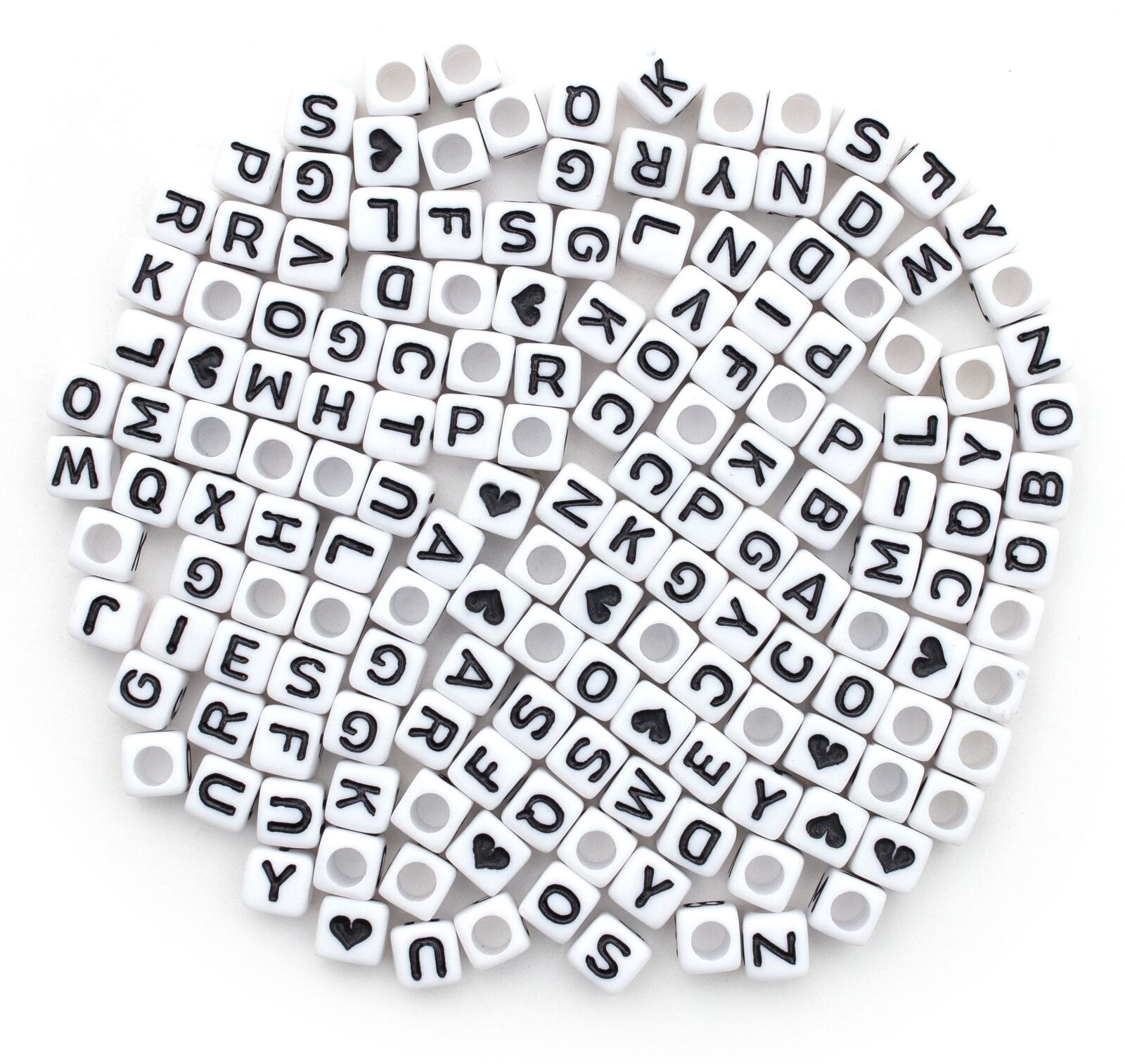 Cousin Alphabet Beads 6mm 160/pkg-white With Black Letters
