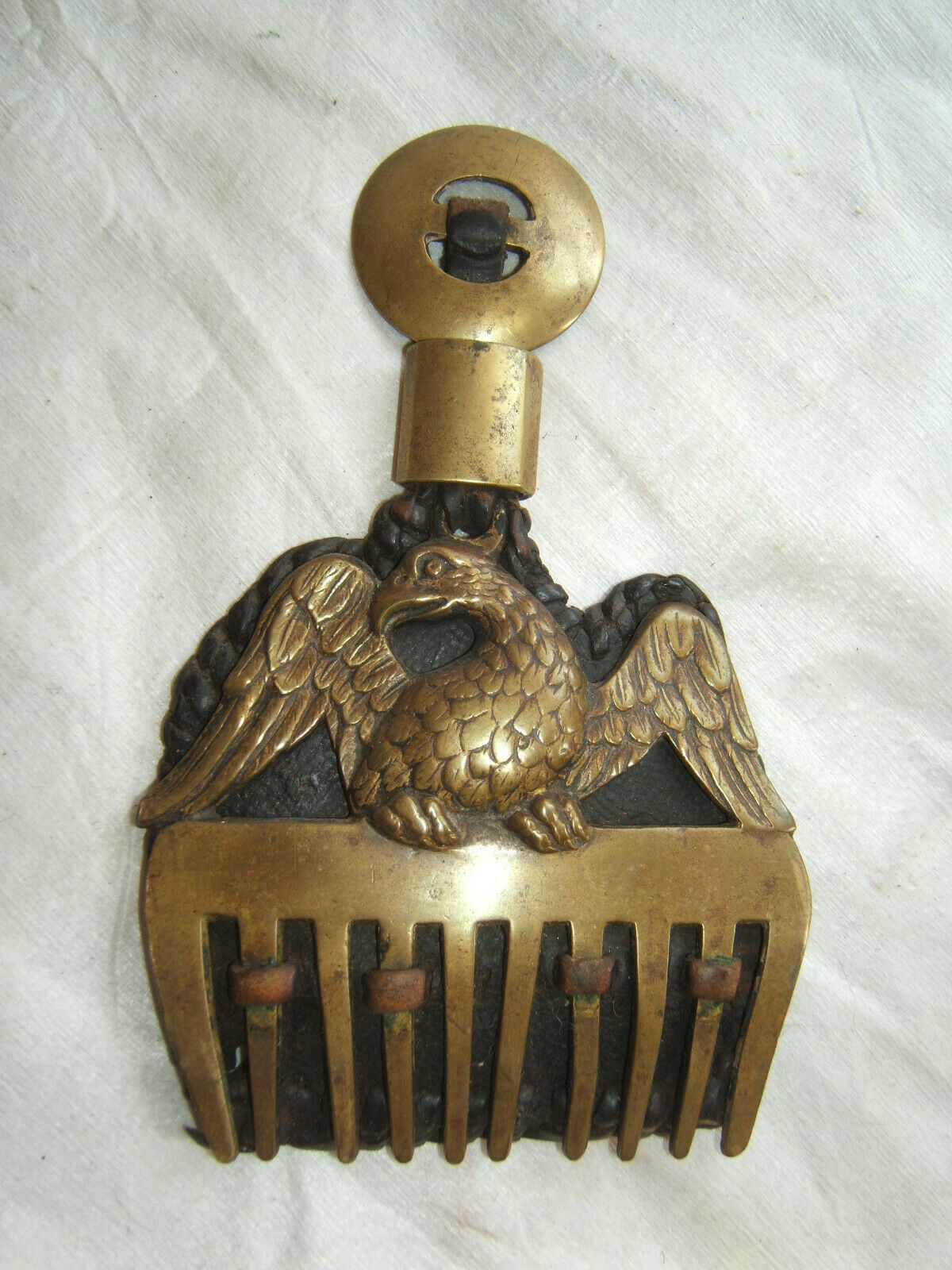 French Napoleonic War Brass Horse Bridle Halter Eagle Ornament 1800s 19th Cen