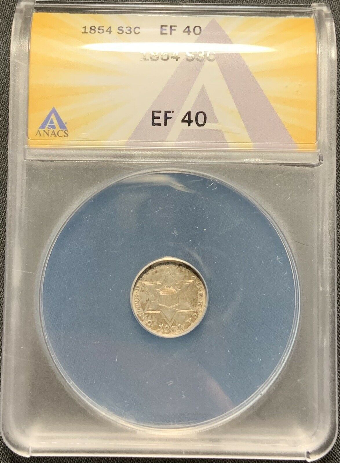 1854 3cs Three Cent Silver Anacs Ef-40 - Nice Xf Coin!