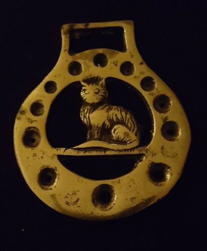 Antique Cheshire Cat Brass Horse Harness Saddle Ornament Medallion Decoration