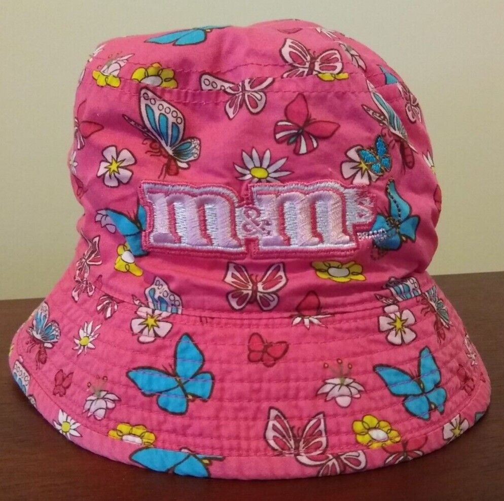 2 In 1 Reversible M&m Girl Hat Embroider One Size Pink And Butterfly And Flower