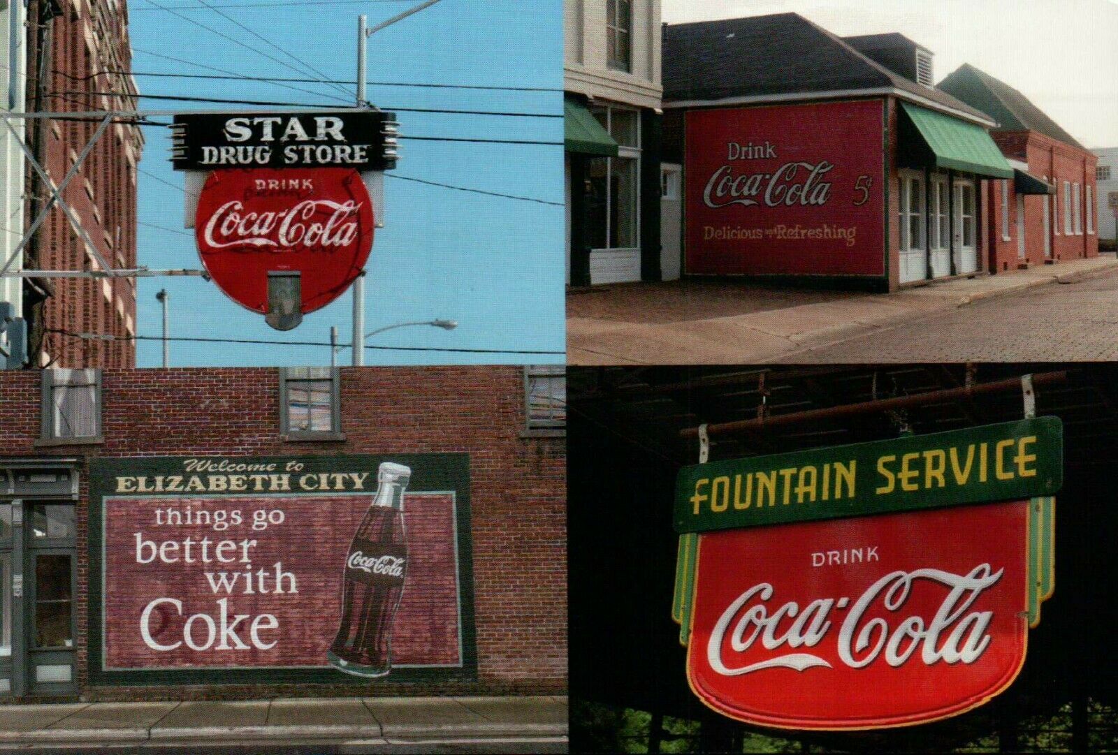 Us Coca Cola Ads Galveston Texas Elizabeth City North Carolina Ms & Al, Postcard
