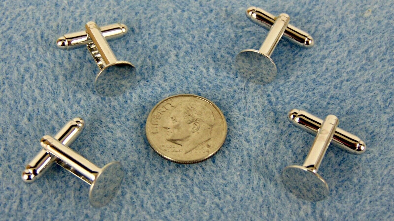 48 Silver Metal Cuff Links Blank 10mm Pad ~ Cufflinks ~ Findings Add Beads/cabs
