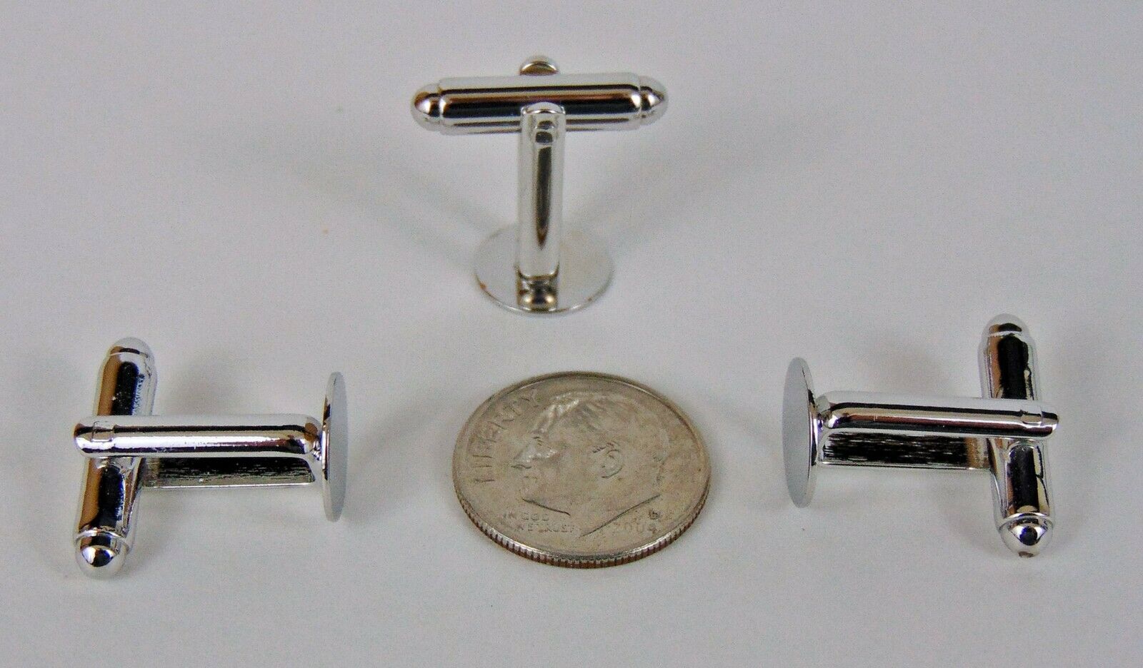 24 Silver Metal Cuff Links Blank 10mm Round Pad To Glue Findings Cabs~ Cufflinks