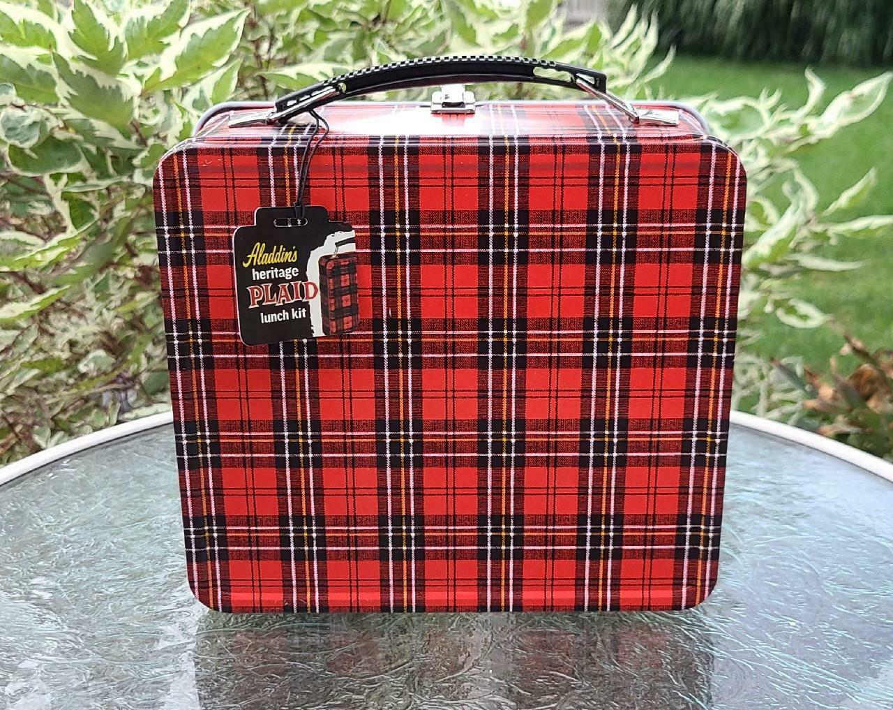 Nwt Aladdin Heritage Plaid Metal Lunchbox Kit With Accessories