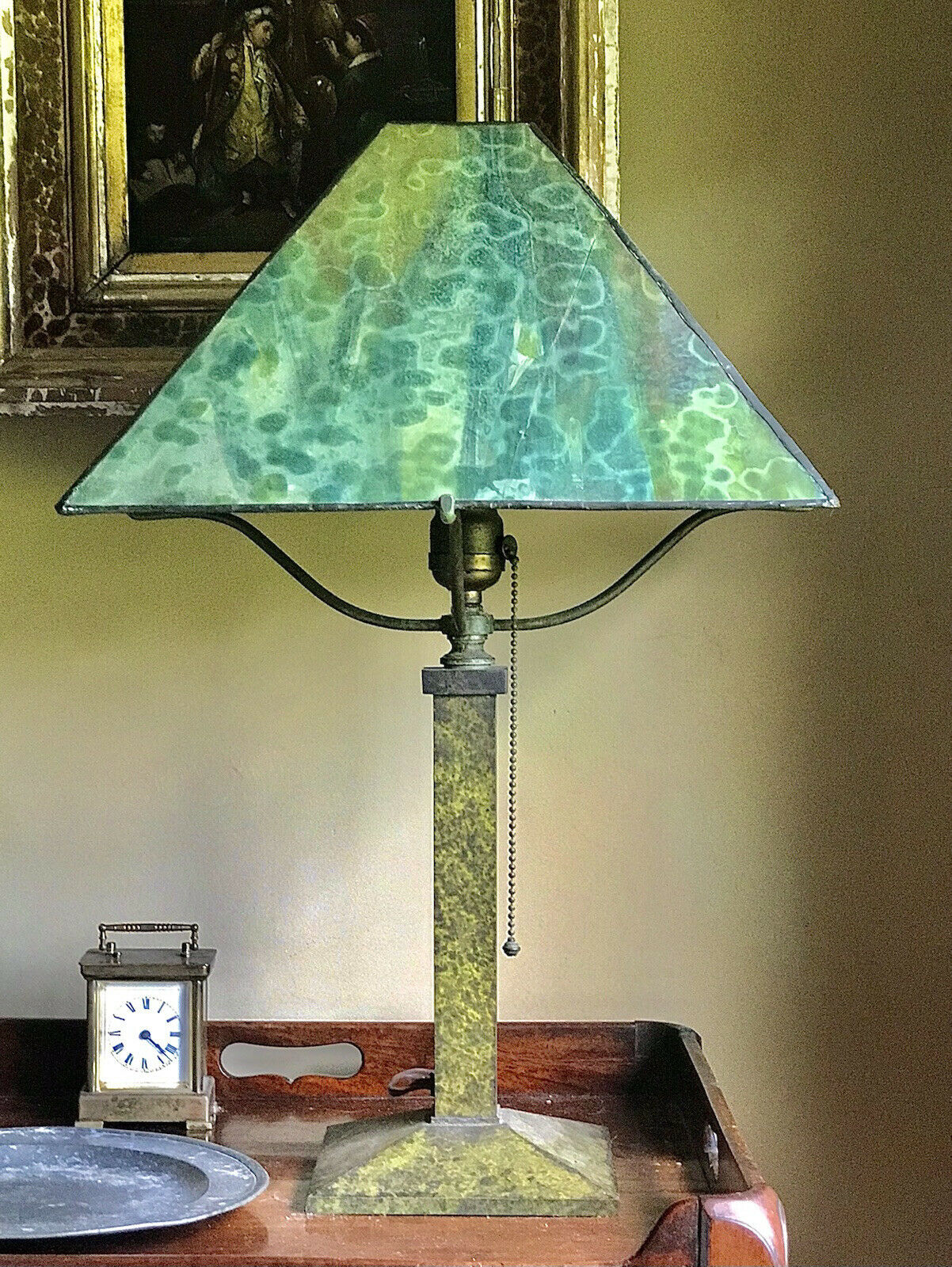 Damaged Frogskin Slag Glass Lamp Shade B& H Old