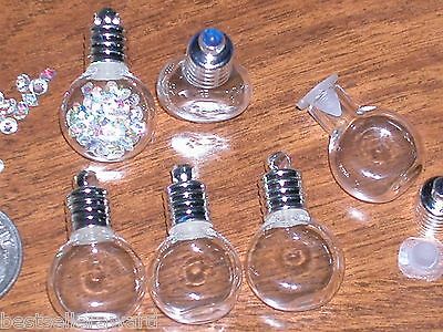 1 Cognac Miniature Glass Bottle Vial Cabochons Pendant