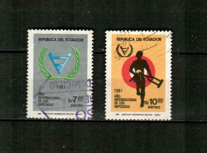 Ecuador Scott's C733-34 ( 2v ) Year Of The Disabled F/vf Used ( 1982 )