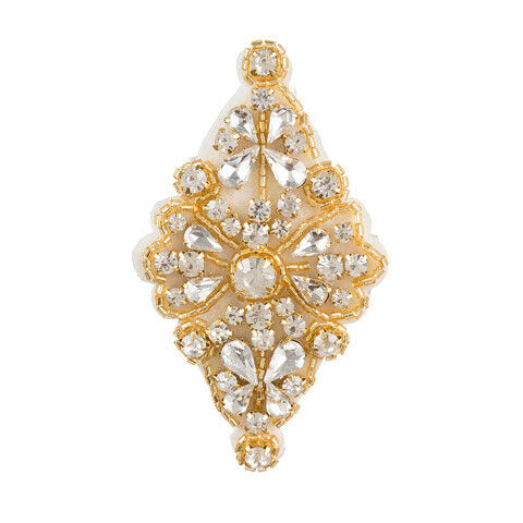 David Tutera Gold Bridal Applique Diamond-shape With Beading & Rhinestones